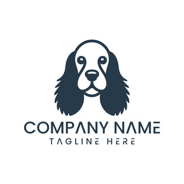 Minimalist cocker spaniel dog head logo design