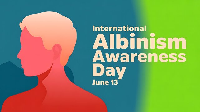 International albinism awareness day june 13 with profile of a person having fair skin and light hair, genetic cond