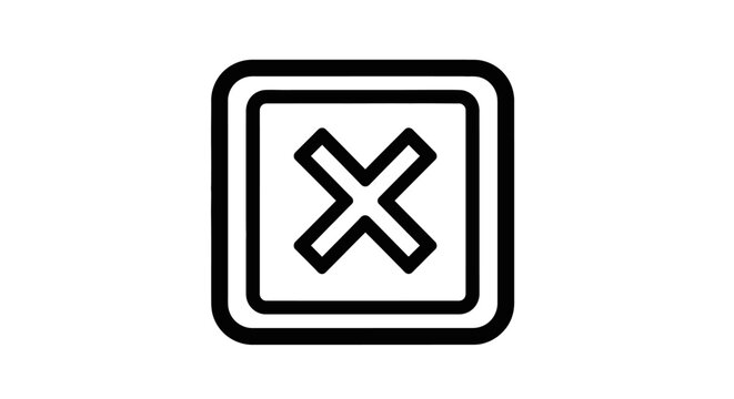 Close Button Icon Vector, X Mark Symbol in Square Frame, Simple Design for UI Elements