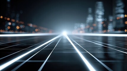 Fototapeta premium Abstract futuristic city road at night