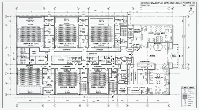 Architectural floor plan drawing of a multipurpose building level featuring multiple classrooms and office spaces
