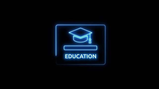 virtual AI learning skills interface and graduation cap icon, artificial intelligence education technology concept and smart digital study progress. 4k animation on transparent background.
