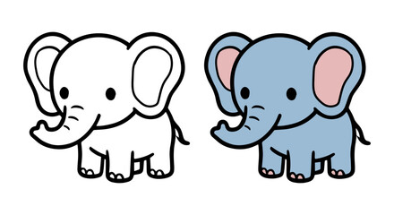 Fototapeta premium Cute Cartoon Elephant outline for kids coloring pages