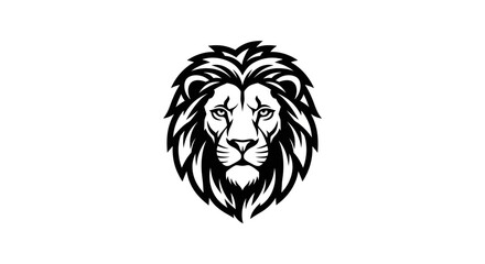 Obraz premium Majestic Lion Head Emblem - Black and White Vector Art