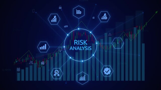Futuristic Risk Analysis Dashboard Animation with Intelligent Financial Monitoring and Smart Business Analytics Interface