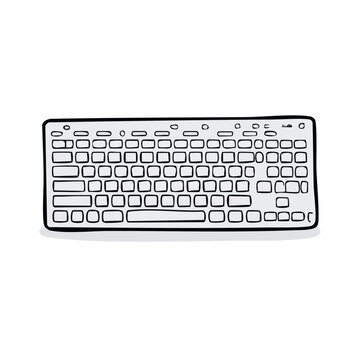 Hand drawn illustration of a modern computer keyboard with clean lines and a simple design