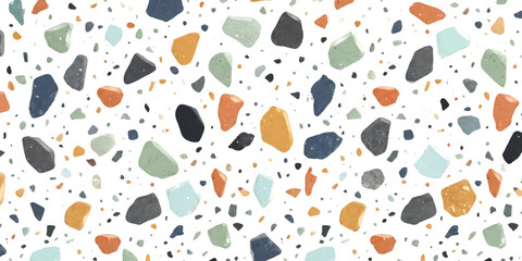 Fototapeta premium Seamless terrazzo pattern with colorful stone chips and granite texture