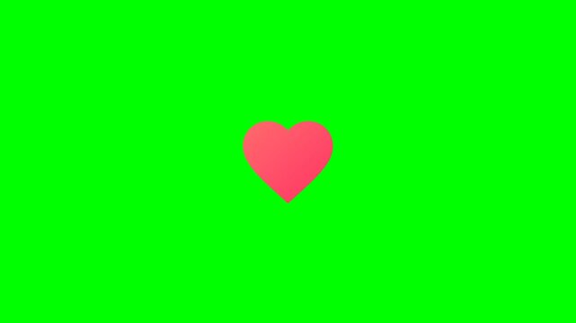 Red beating heart animation with a tap ripple effect and exploding particles on a green screen background best for social media interactions and love themes.