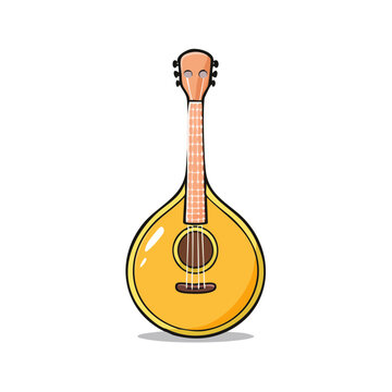 Traditional Portuguese Fado Guitar with a Round Body and Six Strings