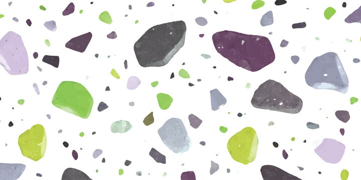 Modern terrazzo pattern with grey and lime green stone chips