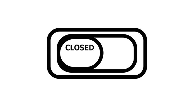 Toggle Switch with "CLOSED" Label, Vector Icon, Represents Off, Disabled, or Locked State