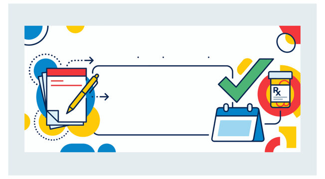 Prescription refill service illustration with icons on transparent background