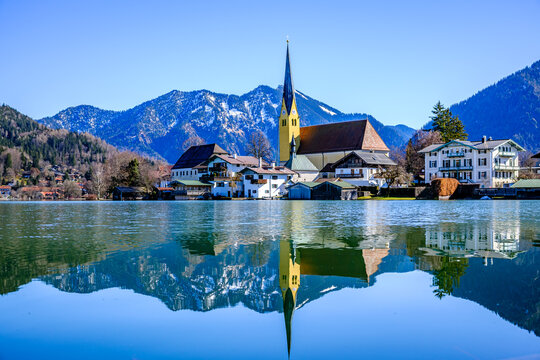 famous landscape at the tegernsee lake - bavaria