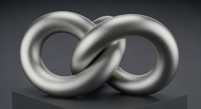Metallic infinity loop, silver sculpture, abstract art, modern decor