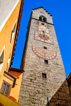 historic buildings at the old town of sterzing - vipiteno in italy