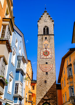 historic buildings at the old town of sterzing - vipiteno in italy