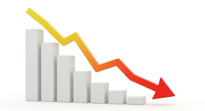 Falling Graph Showing Financial Crisis and Recession Investment Risk Loss Business Chart Downward Trend Failure Concept Market Depression Business