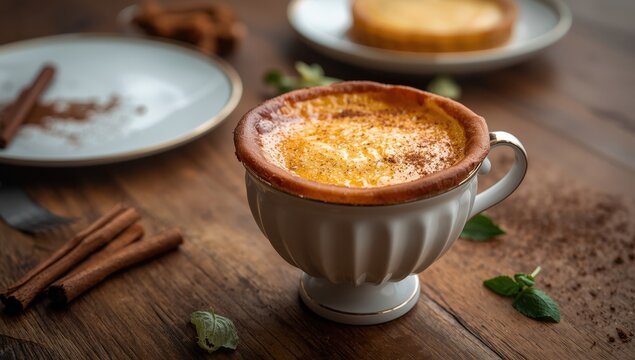 Portuguese egg custard tart in pastry cup.
