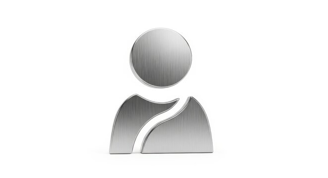 Gray, metallic human icon, gradient avatar, simple silhouette