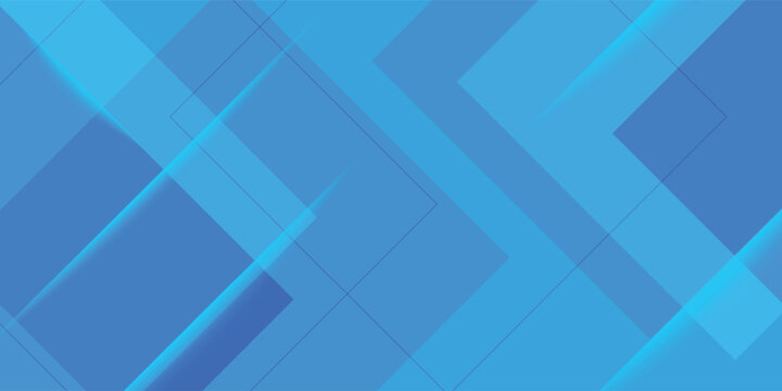 Abstract blue geometric background with overlapping transparent squares, diagonal lines, and subtle light gradients. Modern corporate technology vector backdrop