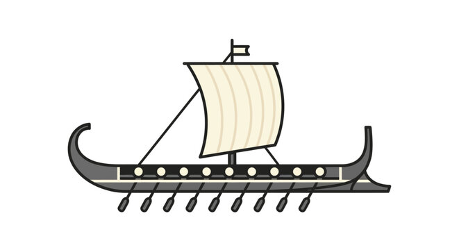 Viking Longship Illustration Isolated on White Background