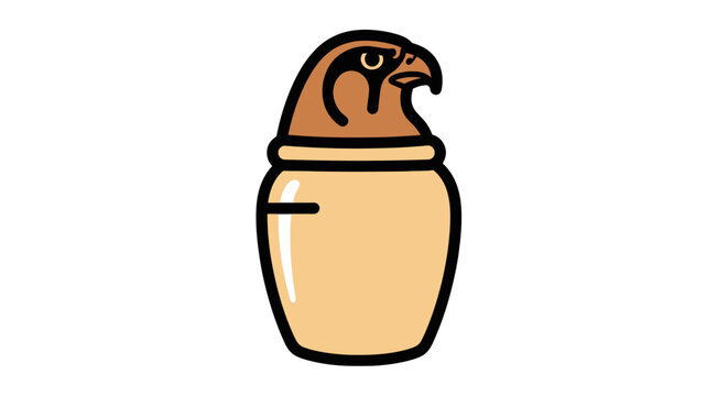 Ancient Egyptian Canopic Jar with Falcon Head - Horus Symbol