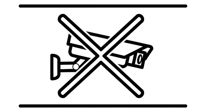 No Surveillance Camera Icon, Prohibition Sign, Security Alert, Vector Graphic