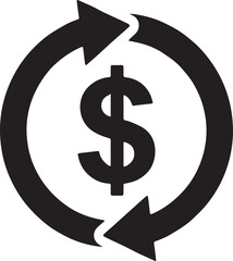Obraz premium Black dollar sign with circular arrows