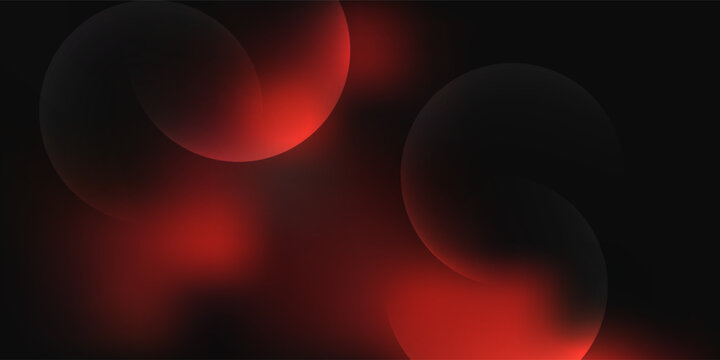 Abstract modern background featuring dark overlapping geometric circle shapes with a soft, vibrant red neon glow and fluid gradient effects on a black backdrop. 