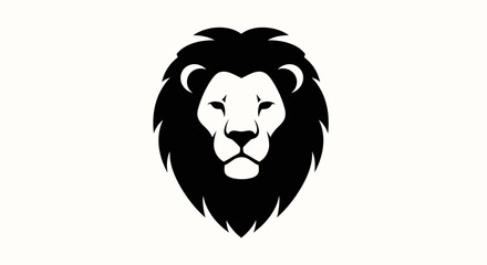 Majestic Lion Head Silhouette Logo Emblem, Regal Animal Symbol, Bold Black and White Icon © mad