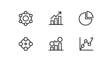 Fototapeta premium Vector set of business and data analysis line icons