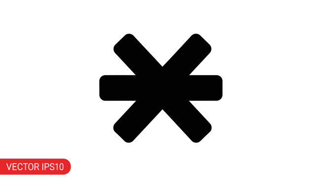 Black asterisk symbol on a white background - vector graphic