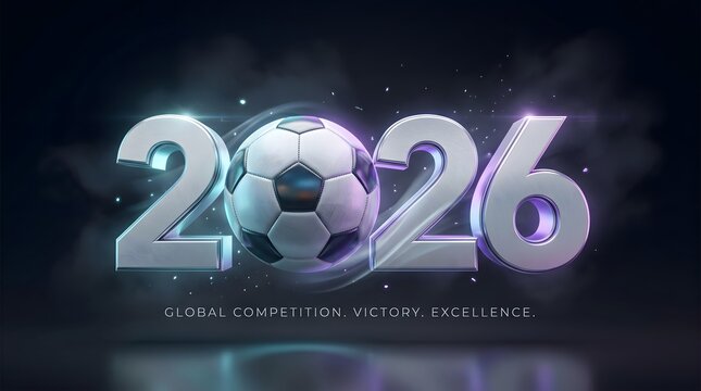 2026 Year Number with Digital Style and Glowing Effect in Dark Background