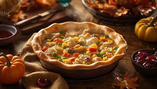 Turkey pot pie made with leftover Thanksgiving meat.