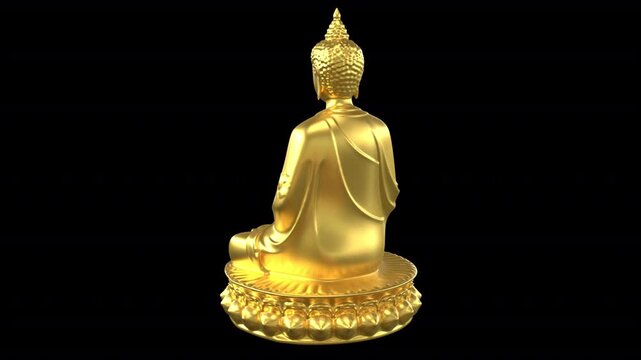 Buddha gold statue rotating &ndash; 3d render looped.