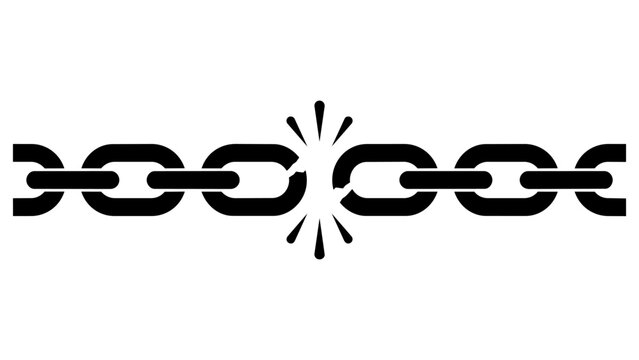 Broken chain link icon isolated on transparent background