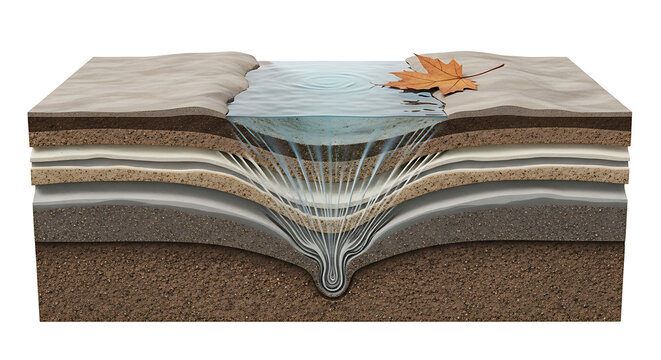 Isolated Geological Layering of Water Infiltration and Soil Layers