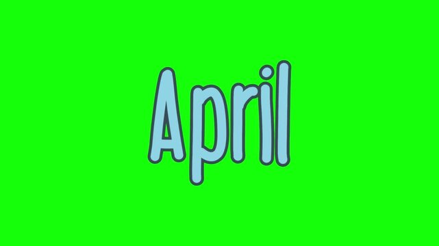 Animated April text typography collection isolated on a green screen background for editing.