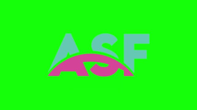 Animated asf file format icon with motion graphics isolated on green screen background.