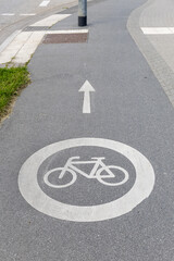 Obraz premium Bicycle path sign on the asphalt road