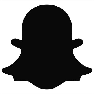 Snapchat Black Logo Silhouette Isolated on White Background for Social Media Application Concept Layout