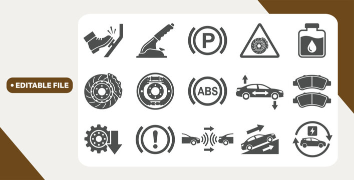 Brake component symbols displayed in grid on white background