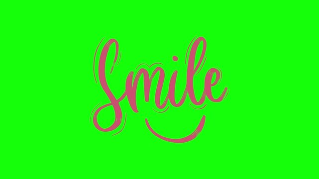 Animated smile typography and happy face icons for positive social media content on green screen