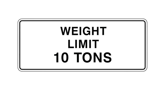 Weight Limit 10 Tons Sign - Road Traffic Regulation