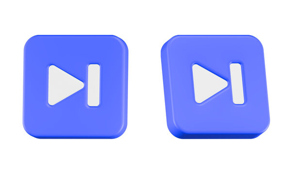next play icon 3d render square button