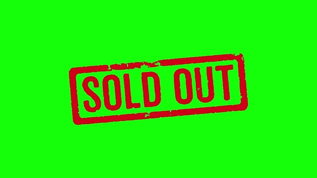Animated sold out rubber stamp effect for retail marketing and e-commerce sales on green screen