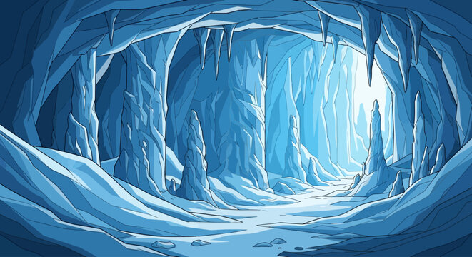 ice cave icy landscape frozen cavern