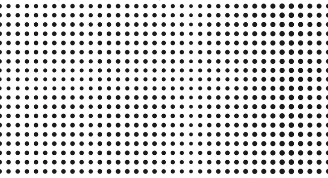 Seamless pattern of small uniform black dots in a dense grid on isolated white background.