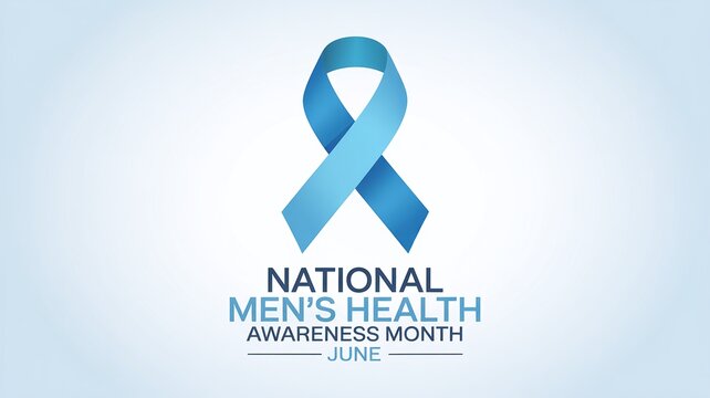 National Men's Health Awareness Month June Ribbon Graphic on Light Background