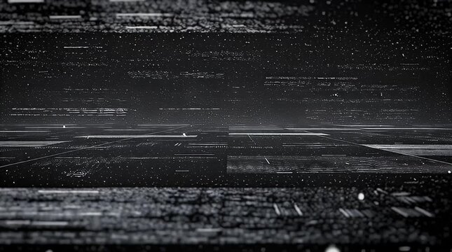 Dark textured background with white specks.